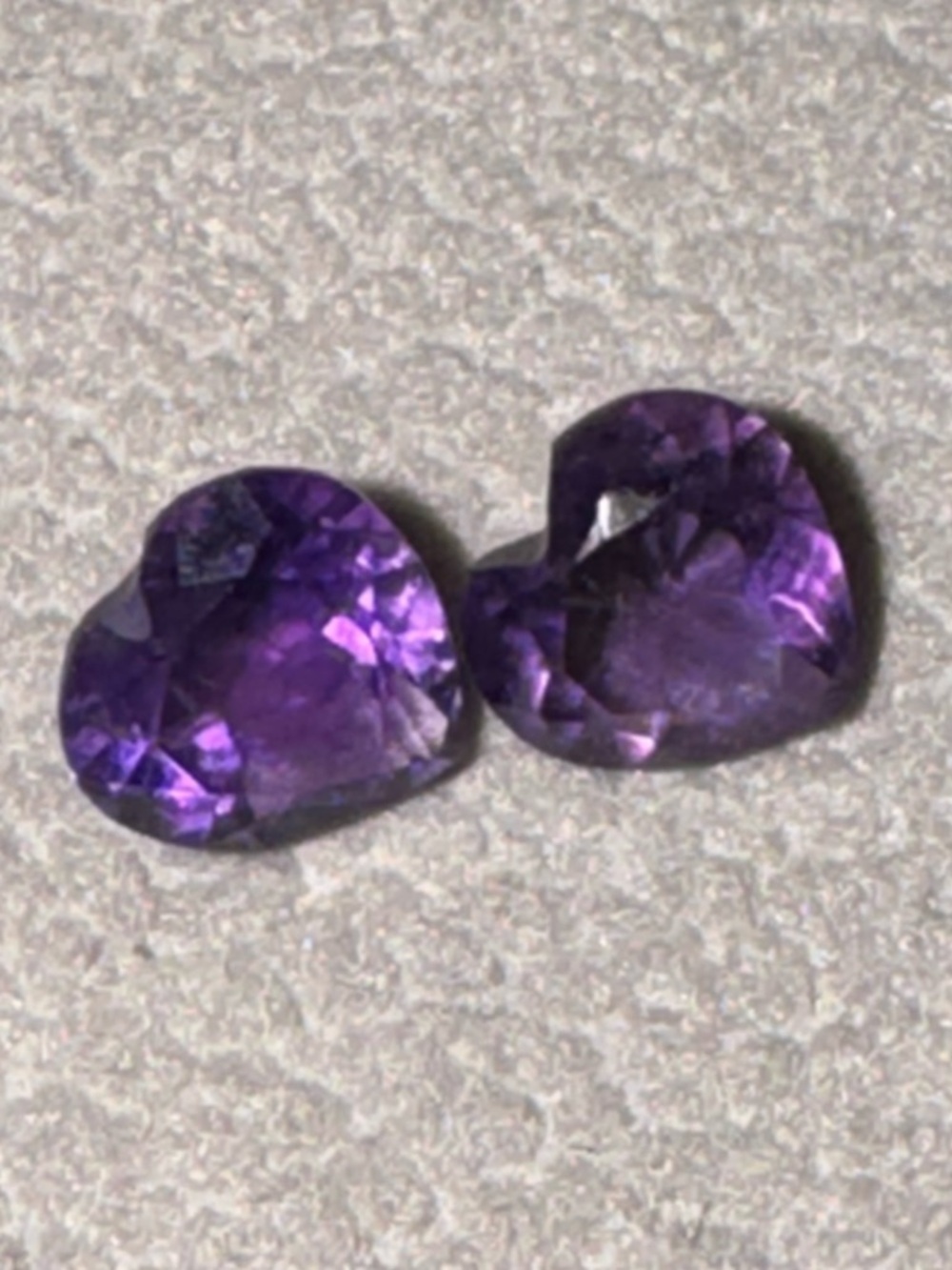 Heart Cut Loose Amethyst Gemstones Pair | Purple February Birthstone
